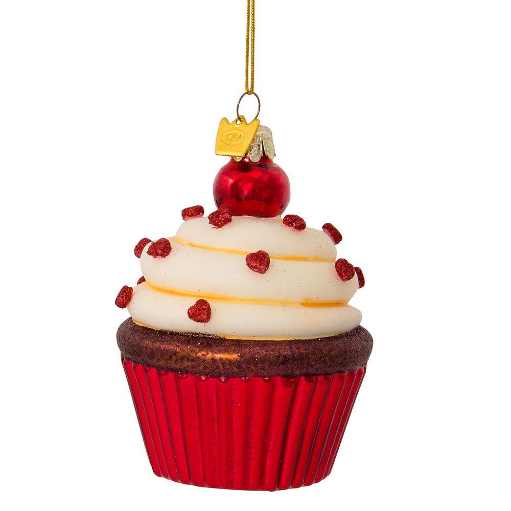 Kurt Adler Noble Gems Cupcake Glass Ornament Set, 3-Piece Box Set